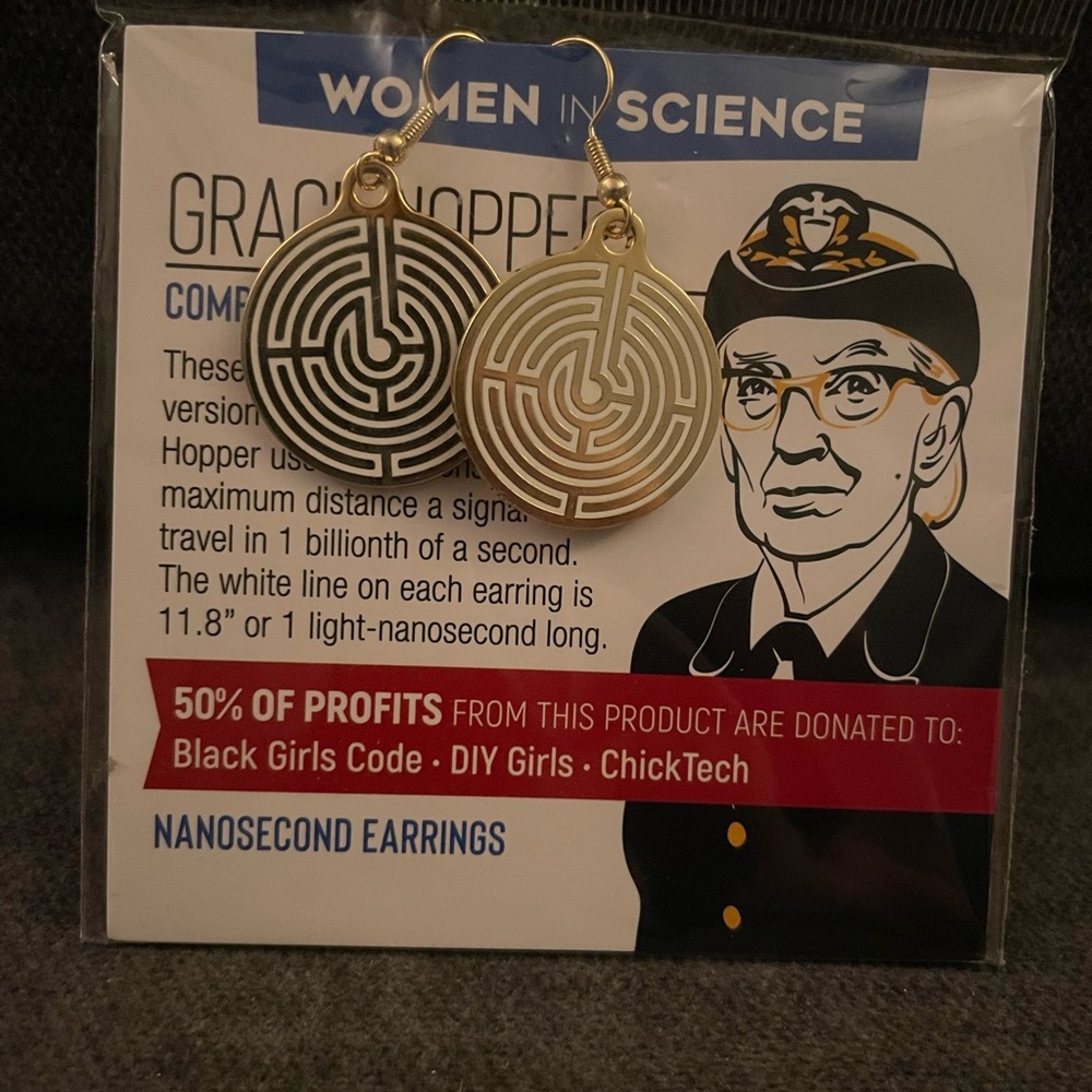 Women in science gold earrings